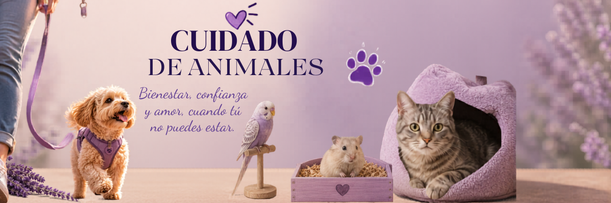 Cuidado de animales, paseos de perros, cuidado de gatos a domicilio, y hotel para pequeños mamiferos