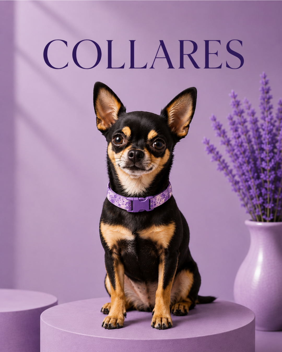 Priscila (Chihuahua Ceo de la empresa) luciendo un collar